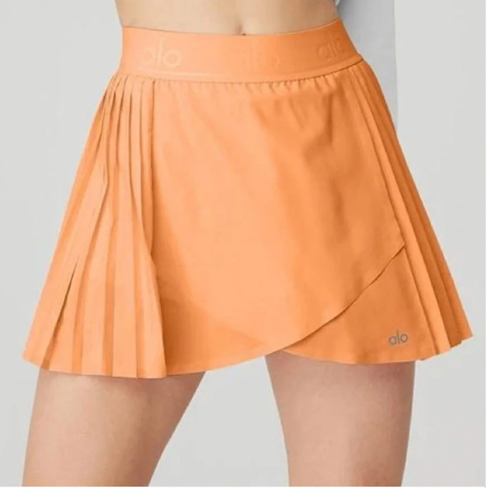 ALO Yoga Orange Pleated Tennis Skort